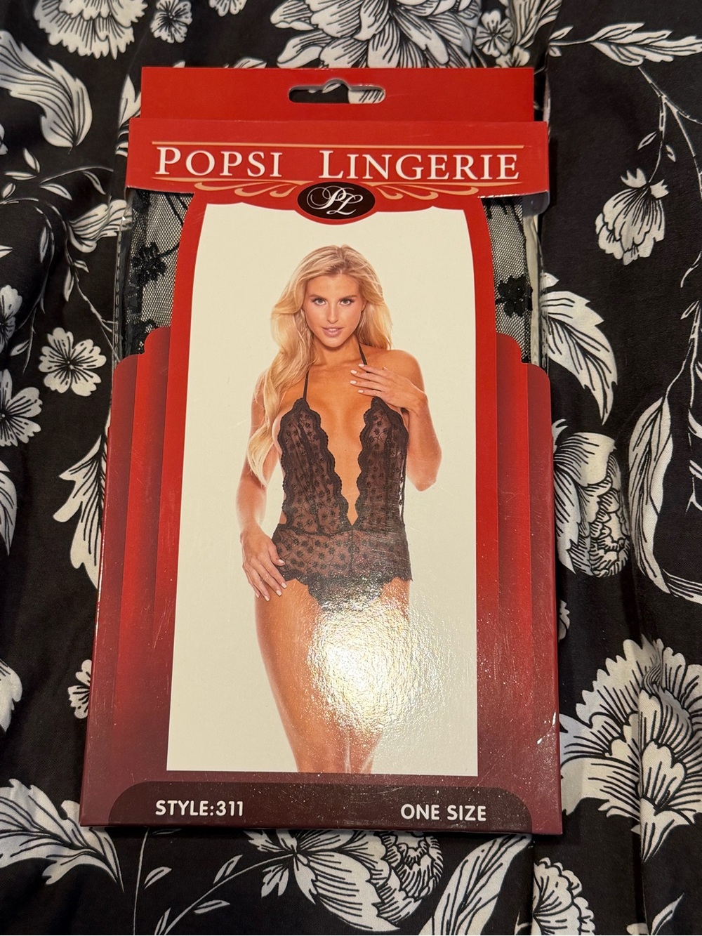 Popsi Lingerie Black Embroidery Lace Teddy With Open Back